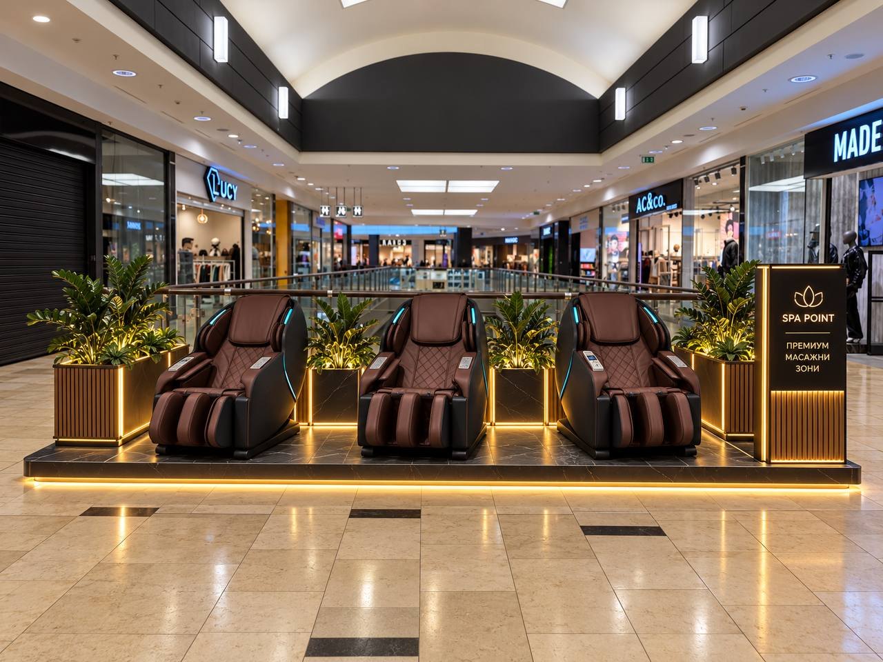 Зона SPA Point с три масажни кресла в търговски център
